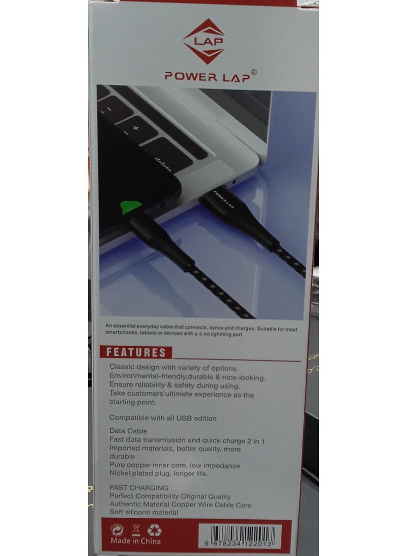 POWER LAP FAST CHARGING CABLE 1M  USB TO MICRO PL-201 - Image 2